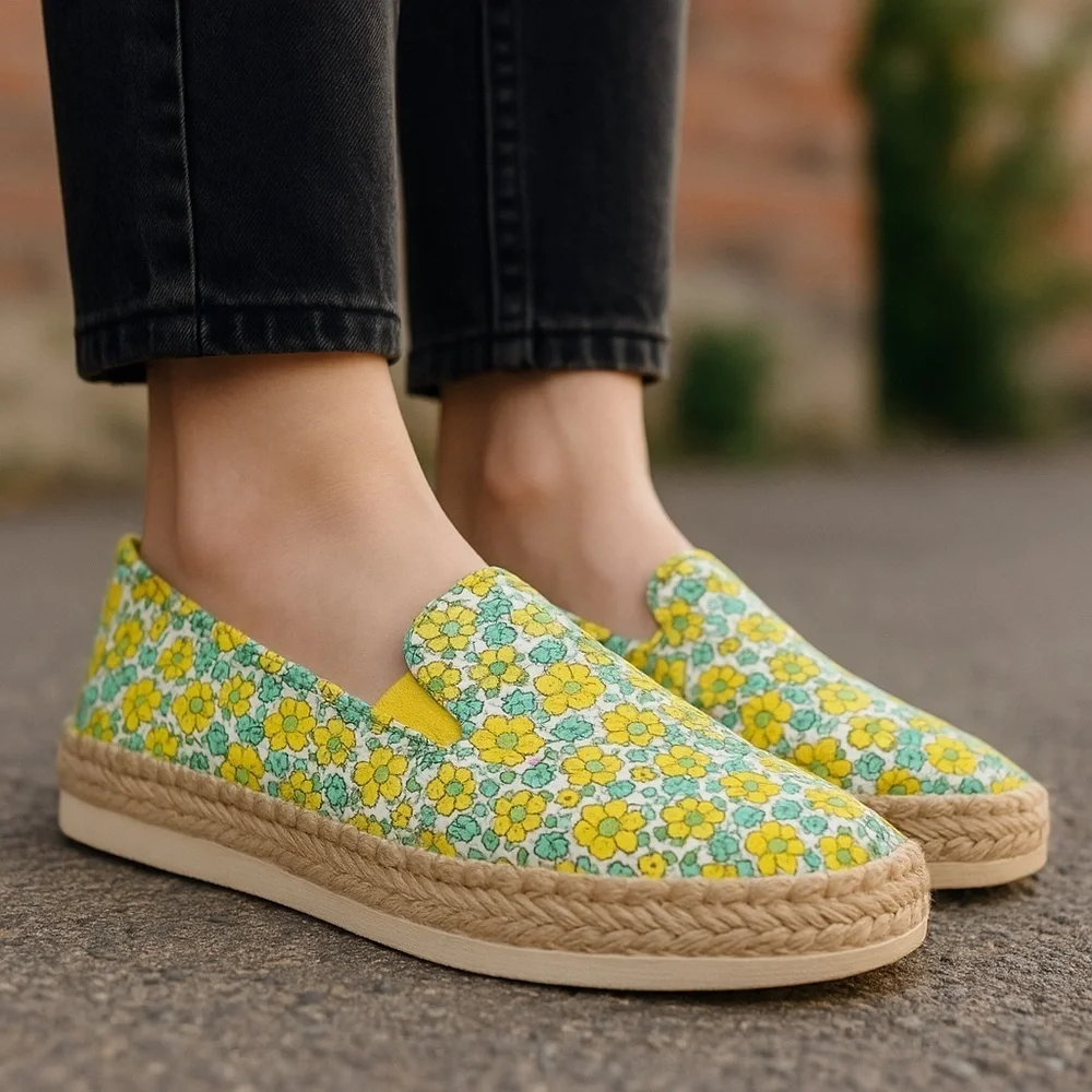 Esprit Yellow Floral Espadrille Slip-Ons